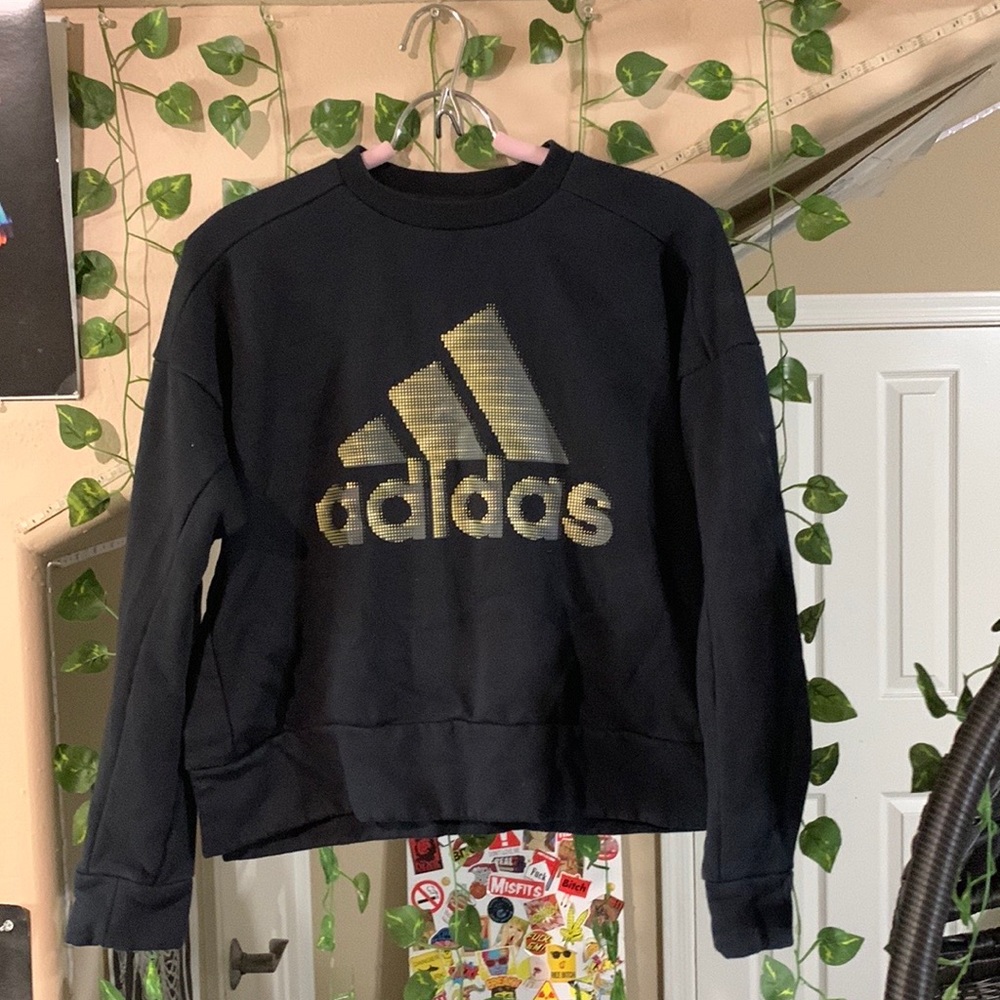 adidas yellow and black crew neck sweater
